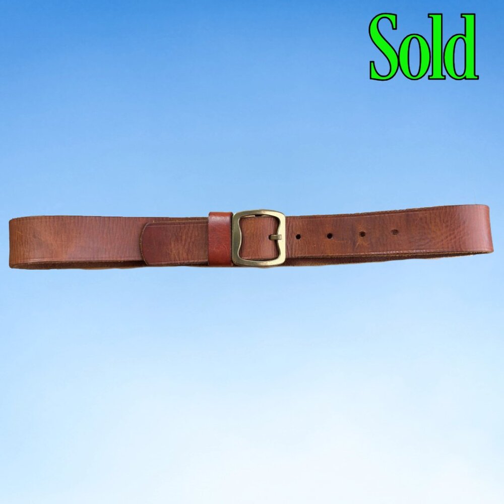Vtg Classic Brown Leather Belt, Sz XS